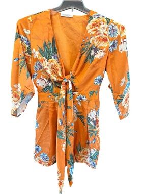 Closette Chic Floral Tie-Front Romper